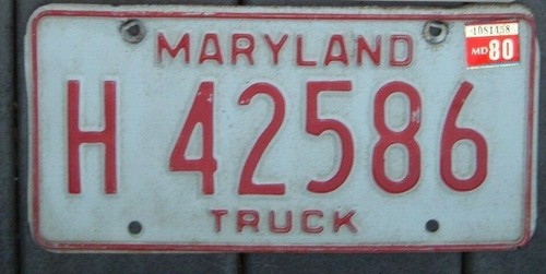 MARYLAND Vintage Truck 1980 license plate H 42586