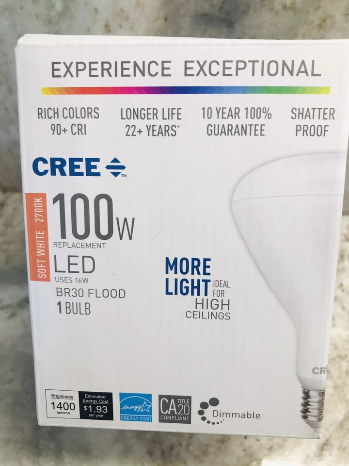 Cree 100W Equivalent Daylight (5000)BR30 Dimmable Light Quality LED Light bulb- - Image 2 of 4