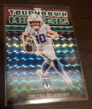 Justin Herbert Green Prizm Touchdown Masters 2022 Mosaic Football Card Chargers