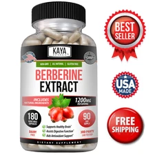 Premium Berberine HCI Extract 180ct 1200mg High Absorption Immune Health Support