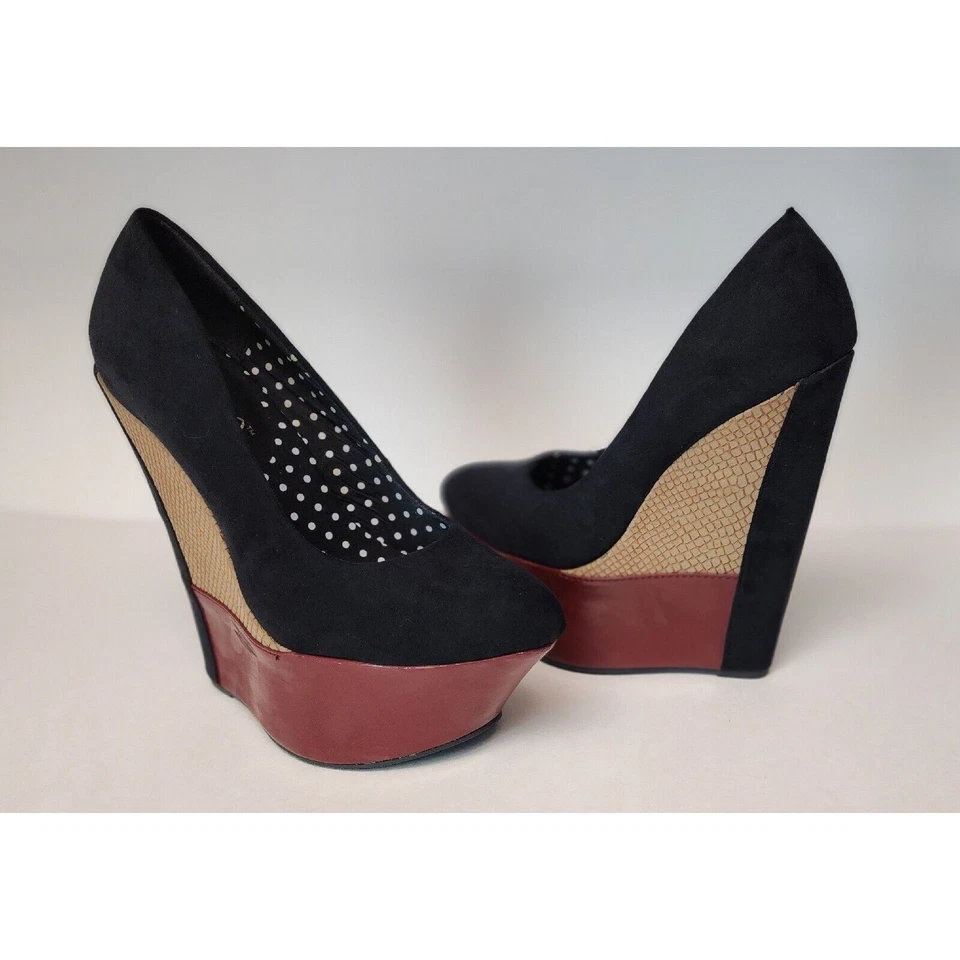 Туфли на платформе LIliana Colorblock на танкетке размер 6,5 разноцветные черные - Изображение 3 из 4