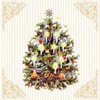 20 Servietten X-Mas Tree Weihnachtsbaum Ornamente Christbaum Streifen 33X33Cm