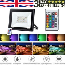RGB Flood Light Led Spotlight 20/50/100/200W Outdoor Garden Lamp Remote Control