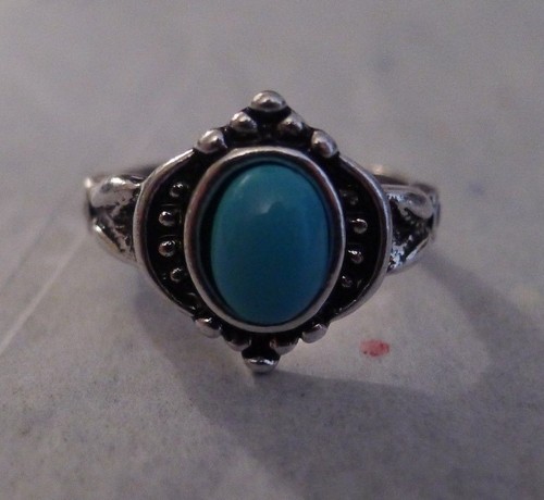 Size 7.5 * Fashion Silver Plated Turquoise Ring Jewelry Women - Picture 2 of 5