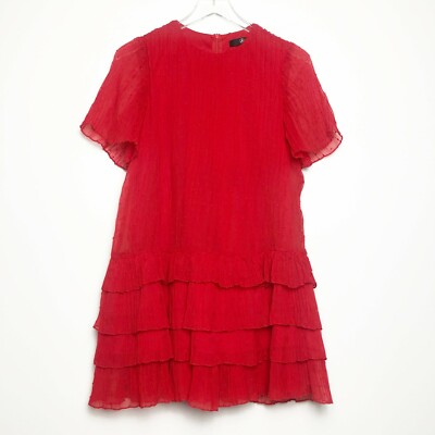 open lace back dress Ruffle Detail Strappy Red Mini Dress main image 0