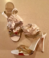 ALEXANDER WHITE SANDALS HEELS ANKLE STRAP MADE IN ITALY
