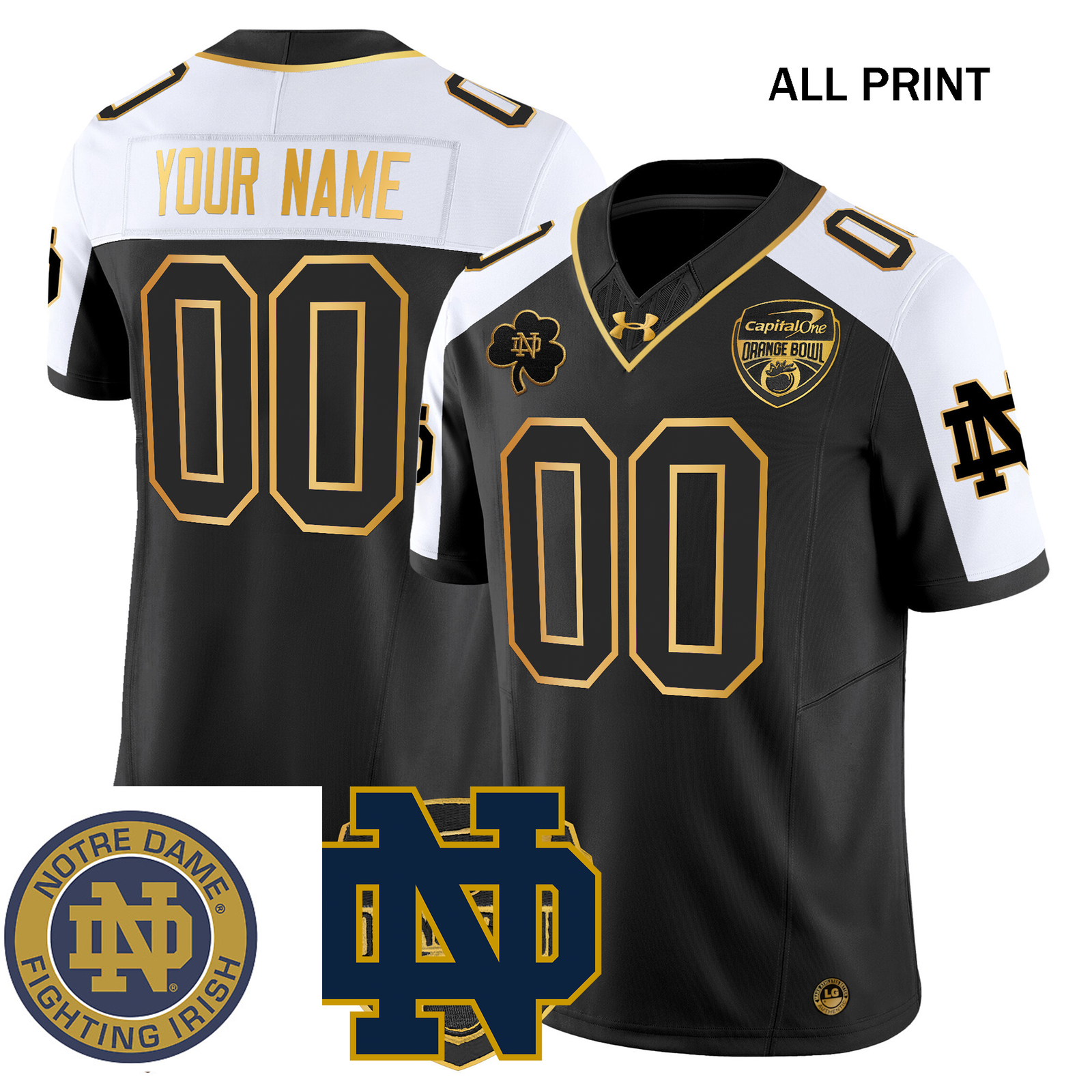 NotrexDamexFightingxIrish 2024 #00 Custom name Football Jersey–All Print