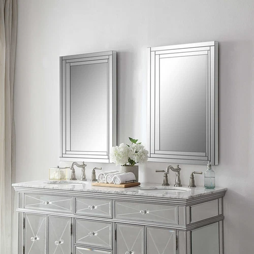 Alanna Wall Vanity Bathroom Mirror Stepped Beveled Edges ~ Uttermost 08027  - Picture 4 of 7