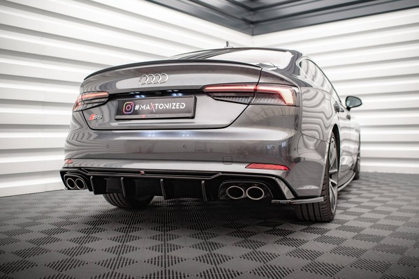 Heck Ansatz Flaps Diffusor FüR Audi S5 Coupe Sportback F5 Schwarz Hochglanz-image