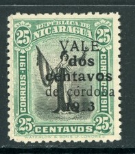 Nicaragua 1913 Liberty Gold Currency 2&cent;/25&cent; Green & Black Sc 320 Mint Q534