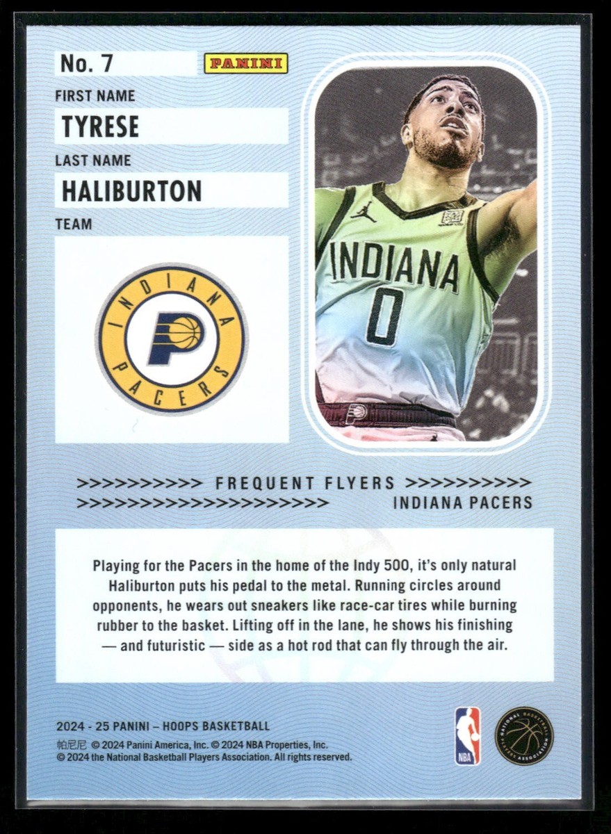 2024-25 Panini NBA Hoops - #51 Tyrese Haliburton Frequent Flyers