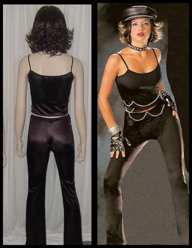 Chain Link Adult Large Black Slinky Dance Costume Biker Grease Witch Halloween - Picture 3 of 5