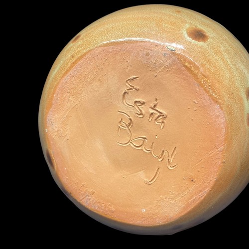ESTA BAIN Ceramic Clay Pot Vase Native American Pueblo Signed Small Orange Red - Picture 8 of 15
