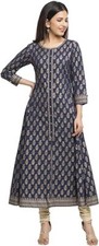 Indian Tunic Cotton Gold Print Anarkali Kurti for Women and Girls Designer Kurta