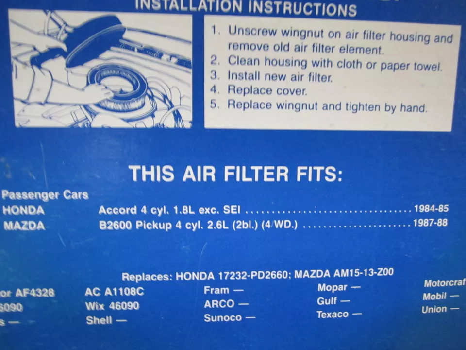 AIR FILTER # VA4328 # 46090 honda ACCORD mazda B2600 PICKUP GROUP 7 NOS - Image 2 of 3