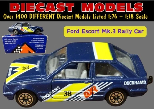 3 DOOR FORD ESCORT MARK 3 RALLY CAR VINTAGE CORGI 1:60 SCALE DIECAST BOXED MODEL