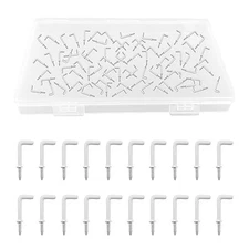 Screw in Hooks, 80Pcs L Shaped Hooks with Plastic 80pcs 1", with plastic film