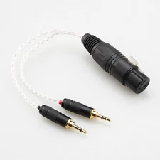 Dual 3.5mm Male to 4Pin XLR Female HiFi Audio Silver Plated Adapter Cable 30cm