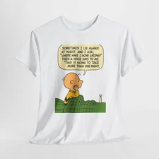 Vintage Retro Cartoon Graphic Peanuts Charlie Brown Tee Unisex Cotton T-Shirt