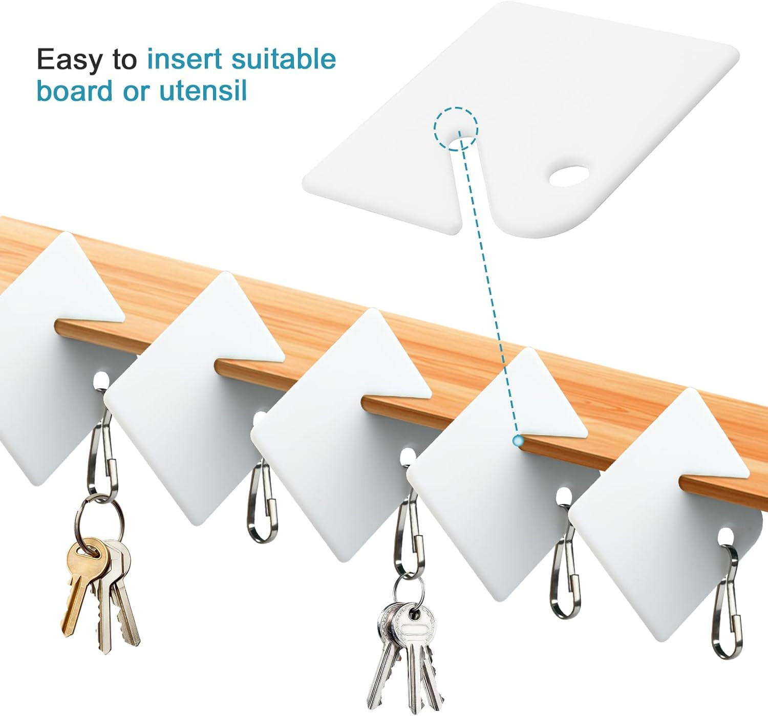 60 PCS Slotted Key Tags White Plastic Hanging Tags with Metal Snap Hook 1.5 Inch