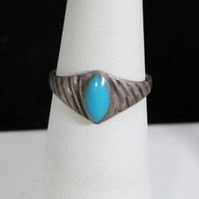 Vintage - 925 Sterling Silver - Native American - Turquoise - Ring - Size 5 3/4"