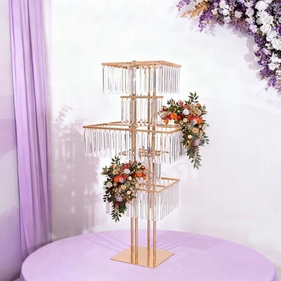 5-Tier Flower Stand Square Flower Vase Stand for Wedding Birthday Party Events - Photo 1/4