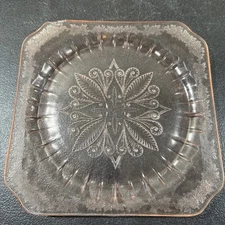 JEANNETTE GLASS -Adam Pink-  1932-34 Depression Glass Dinner Plate 10”. Chip.