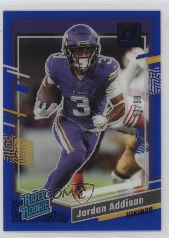 2023 Panini Clearly Donruss Rated Blue 37/99 Jordan Addison #70 Rookie RC rf2