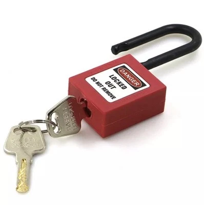 38mm Nylon Lockout Tagout Lock Isolation Safety Padlock Outdoor Red With 2 Keys