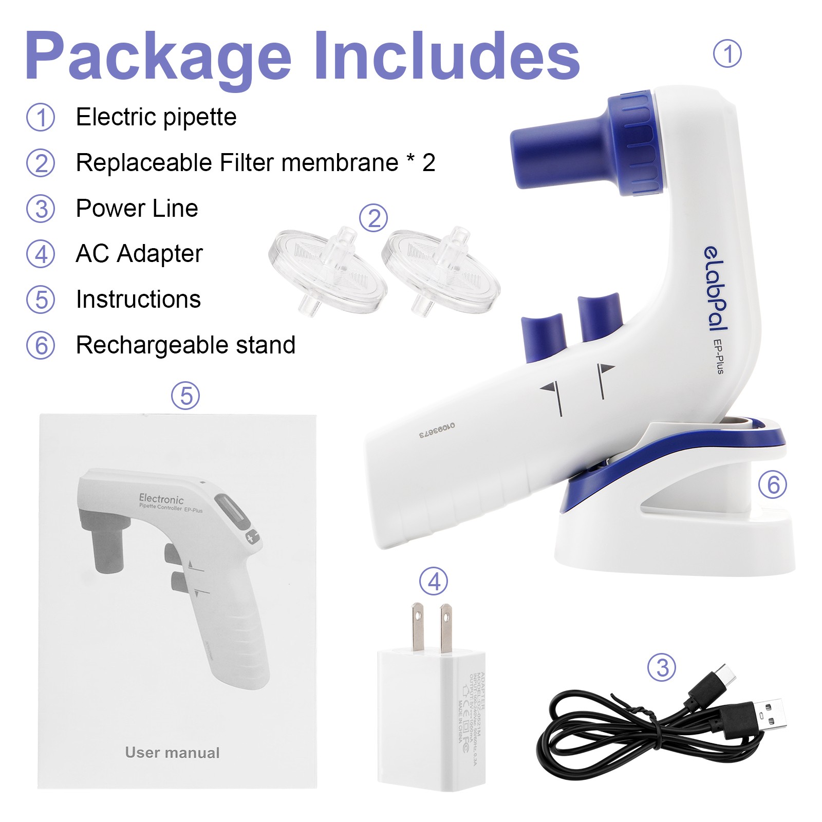 Lab Electric Pipette Controller 0.1-100ml Electronic Pipettor for Lab LCD Screen