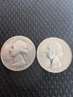 1952 S and 1964 D 25C Washington Quarter Silver; Actual Coins - Nice