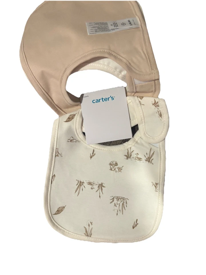 Carters Pack Of 3 Waterproof Bibs Gender Neutral Frog Brown - Image 3 of 4