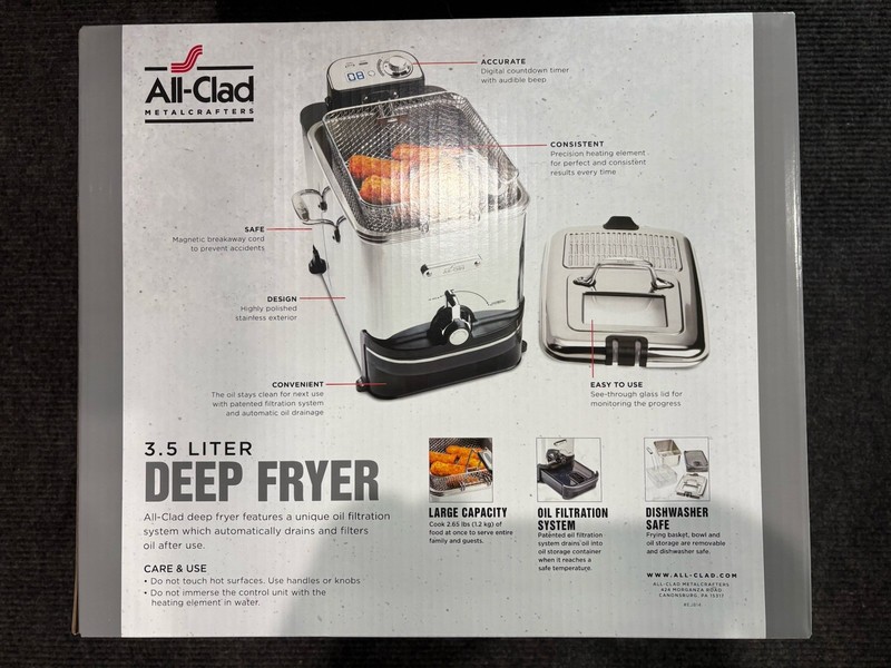 All-Clad EJ814051 3.5L Deep Fat Fryer Stainless Steel Oil Filtration Timer