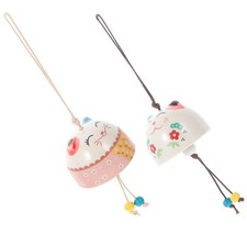  2 Pcs Keramik-katzen-windspiel Windspiel-Dekoration Windglocke Aus