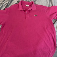 Lacoste Men  s Pique Knit Polo Shirt Size 6 Stylish Dark Pink Cotton Shirt
