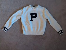 Polo Ralph Lauren Sweater Kids M 8-10 White P Logo Free Ship