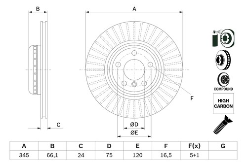2x BRAKE DISC 0 986 479 E06 FOR BMW 1/F20/3/F3 B47D20A/B N47D20C/D B48B20 2.0L - Picture 6 of 12