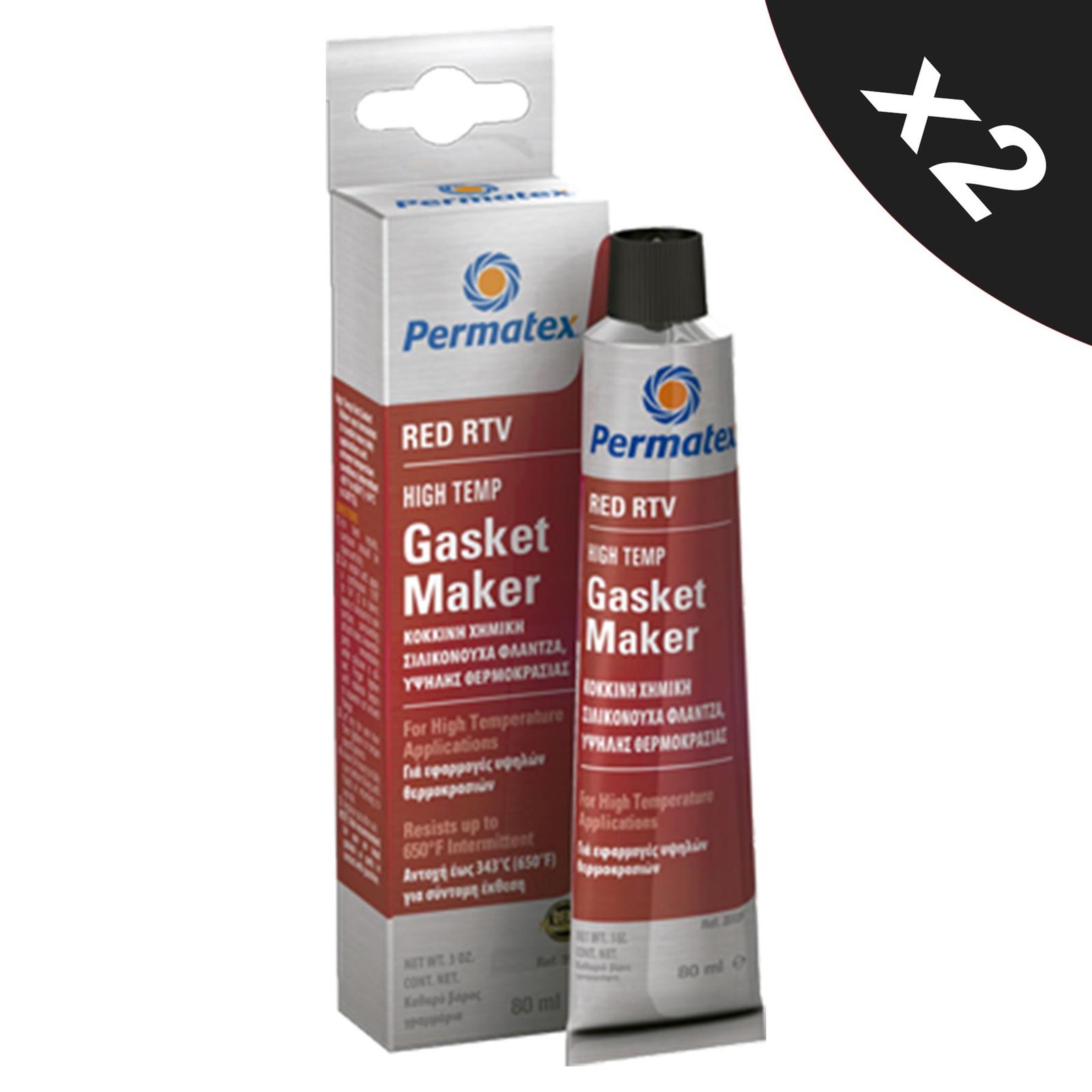 2x RTV Silicone Instant Gasket Maker Red High Temperature Sealant 80ml OEM Spec