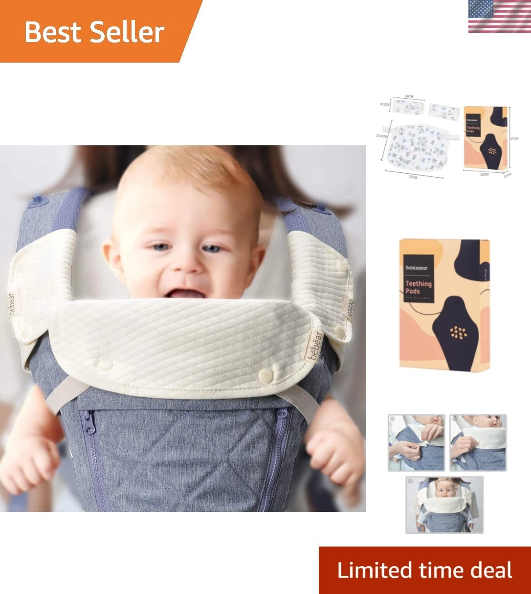 Stylish Cotton Drool Bib & Teething Pad for Baby Carriers – Perfect Gift!