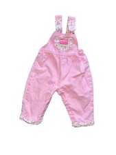 OSHKOSH OSH KOSH B  GOSH Vintage Overalls Bow Flower White Pink Made In USA 18 Mo