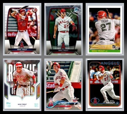 Baseball Card Lot ~6 Mike Trout 2018-24 Inserts Bowman Topps Prizm