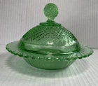 Miss America Green Butter Dish Depression Glass - Excellent Condition