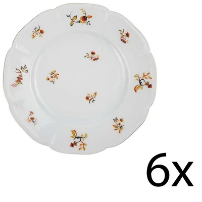6er Set Speiseteller Goldrand Seltmann Weiden Retro Blumendekor Kordelrand II. W - Bild 1 von 3