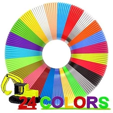 24 Assorted Colors 3D Pen Filament Refills PLA 1.75mm, Each Color 5 Meters (1...
