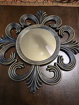 Accent Mirror 9.5'' Diameter Brown Bronze Metal Look (But Plastic) Scroll Design 