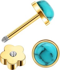 G23 Titanium Handmade Turquoise Stud Earrings for Sensitive Skin Hypoallergenic
