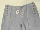 NWT J.Jill 100% Linen Size L Blue White Striped Sailor Wide Leg Cropped Pants — photo 3