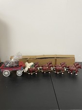 Vintage Cast iron Clydesdale Beer Wagon Horse Drawn Cart Wagon Dog  2 Drivers