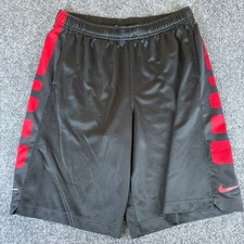 Nike Dri-FIT Elite Stripe Basketball Short Boys 28x10 Black Red Logo Performance