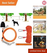 100 Ft Dog Tie Out Cable with 10Ft Runner Cable - Heavy Duty Long Dog Leash for